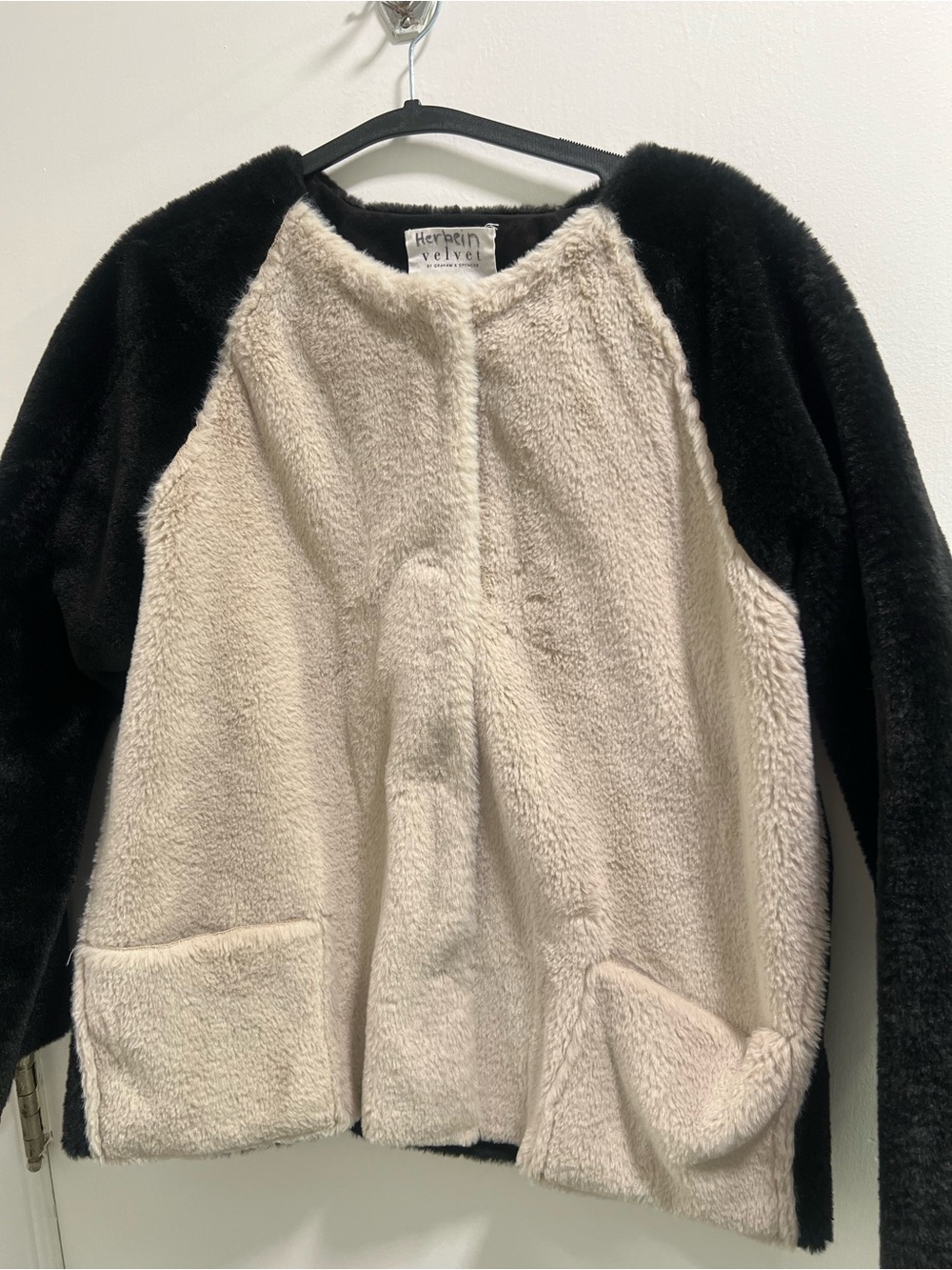 Faux Fur Jacket - Black & Cream